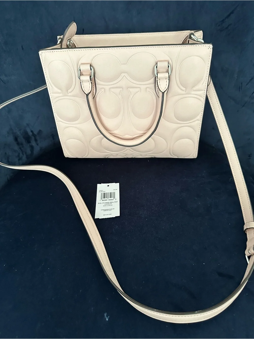 Coach Signature Maggie Embossed Leather Tote - Pale Pink